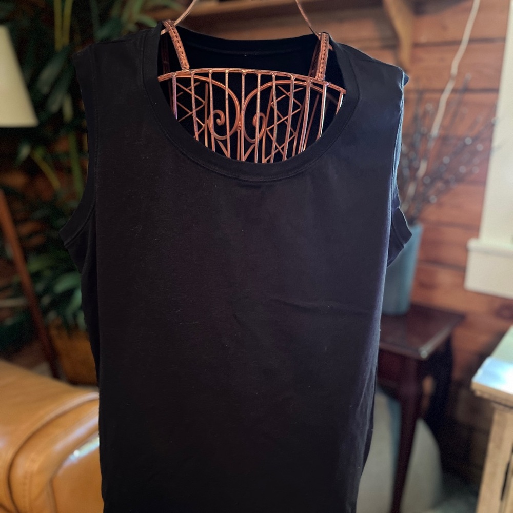 Essential 2x(50”B x 27”L)Black Sleeveless scoop neck Top - Women